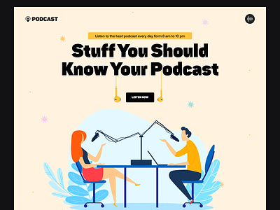 Podcast Website Landing Page audio bold cover live talk music podcast podcast website design poster radio streaming talk show ui web design