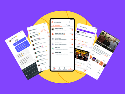 Community feature app app design channels chat community design edtech education education app feed media messaging mobile mobile design online learning quiz study ui ui design ux