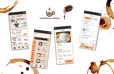 Application LushFLavors Coffee app design graphic design ui ux