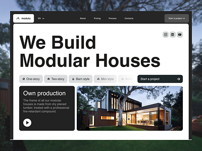 Website for modular house builders apartment card cta daily design house modular rent tag ui