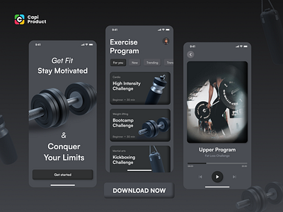 Fitness App - 3D Design Style 3d design 3d style app design fitness fitness app mobile mobile app mobile design ui ui design ui ux