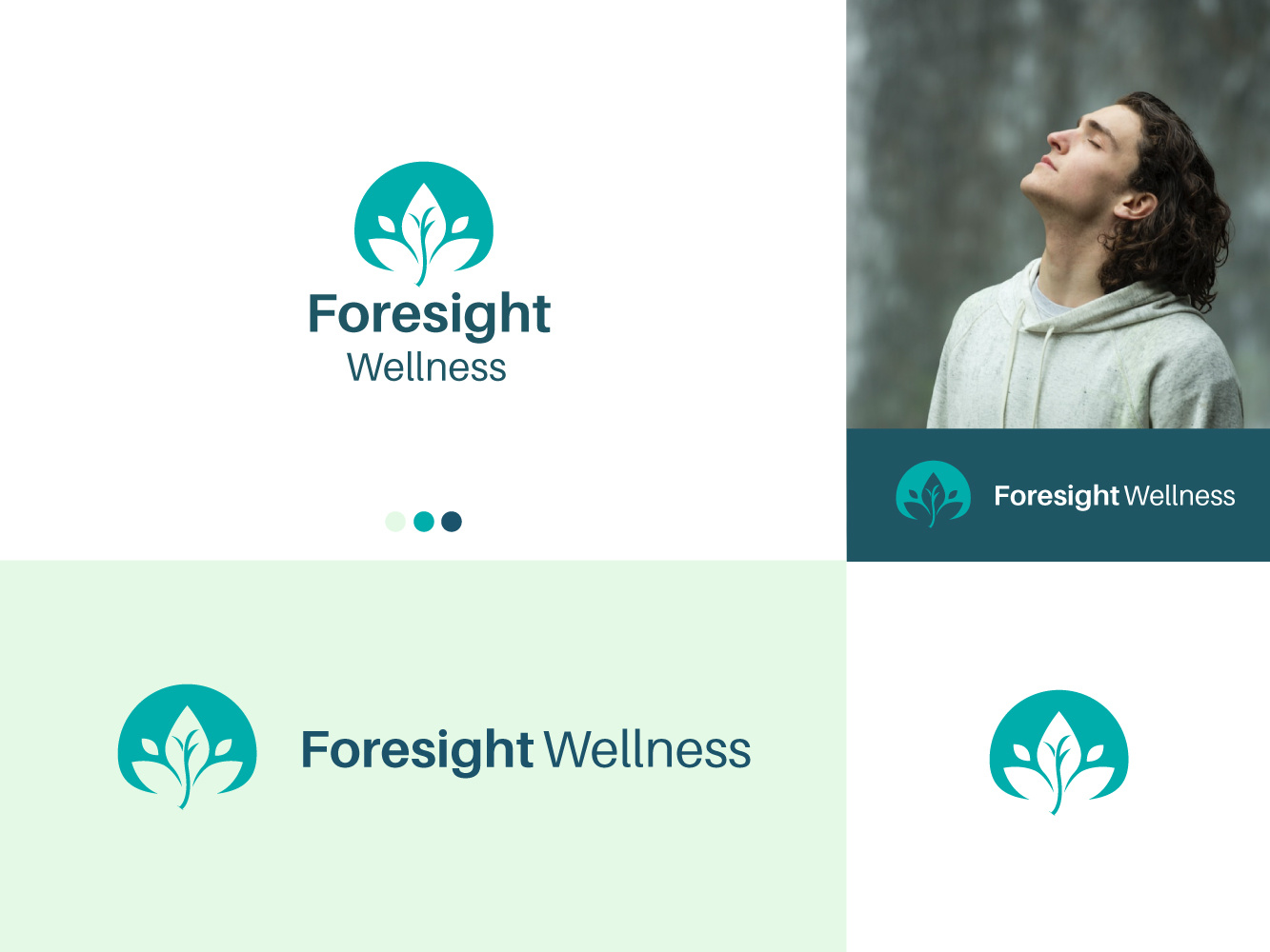 Foresight Wellness brand identity branding agency f with lotus logo fitness flower logo foresight green health logo logodesign lotus logo mental health logo modern minimal logo rehab logo soft color logo wellness center logo