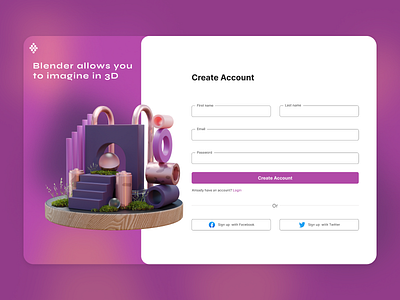 Signup page 3d figma graphic design ui