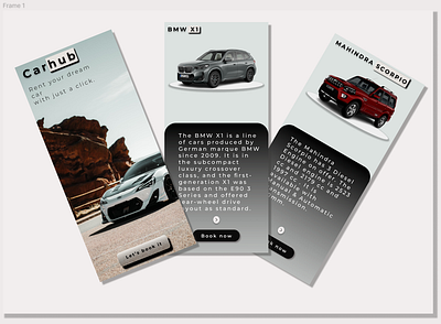 An interface of car rental app branding ui