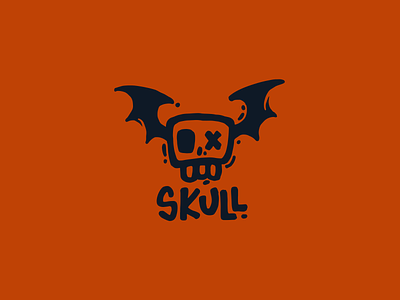 Skull bat character dead evil halloween horror logotype minimalism mystic skull