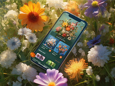 Flower Shop - Mobile App Concept 3d app concept concept design flowers midjourney mobile design product design ui