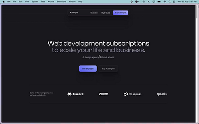 Aubergine – Multipage agency theme agency dark mode moern tailwind