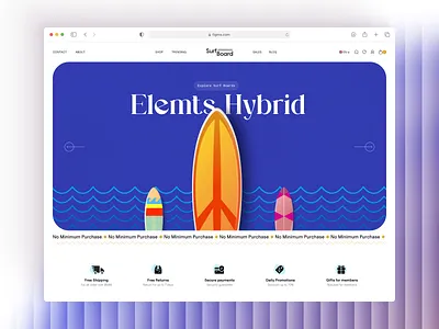 Surfboard Shop Website animation ecommerce ecommerce landing page ui ecommerce ui design graphic design landing page design motion graphics ui
