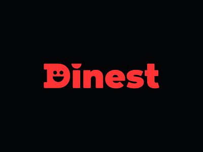 Dinest bold bowl branding design emoticon face food delivery graphic design identity lettering lettermark logo logotype mark monogram plate simple smile smiley face typography