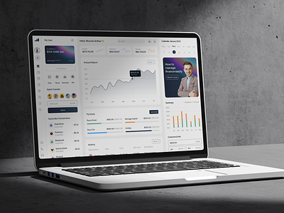 Finance Management Dashboard accounting analysis analytics bangking bank card credit dashboard finance financial fintech invest investment market money payment saas saving transactions wallet