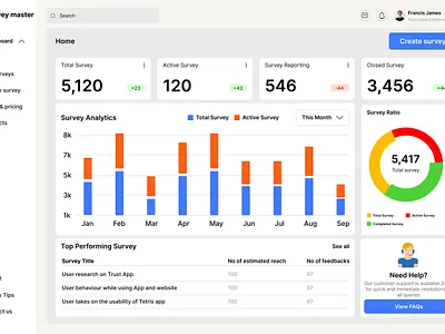 Survey master Saas Home page design typography ui ux