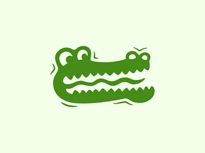 Funny Crocodile Concept Logo animal attractive brand branding crocodile design funny graphic design green illustration laughing logo minimalistic modern monochrome playful reptile simple tongue vector