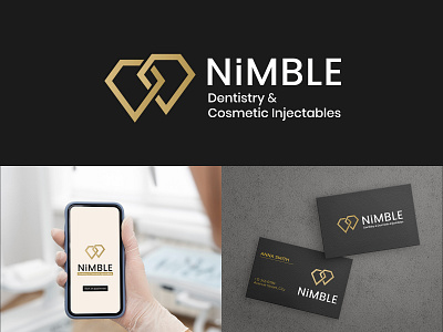 Logo Design for NiMBLE 2d 2d logo brand branding dental dentist design digital digital art gold gold logo golden graphic design identity branding illustration logo logo design luxury minimal modern