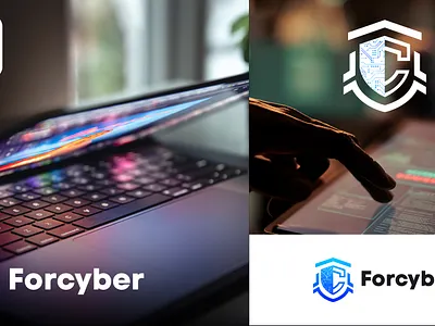 Logo Cyber Security blue cyber logo security