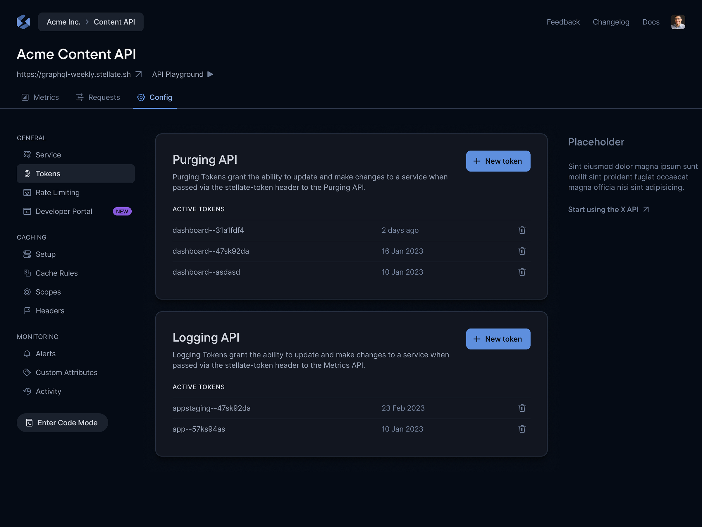 Settings / Config Page - Access Tokens (Dark Mode) by usrnk1 on Dribbble