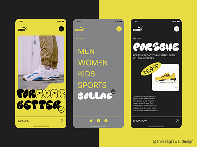 PUMA Ecommerce App : Mobile App buy dashboard design ecommerce ecommerce app graphic design logo minimal mobile app mobile app design puma puma shoes purchase shoes shopping shopping app typography ui