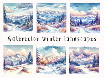 Watercolor winter landscapes beautiful landscape watercolor winter
