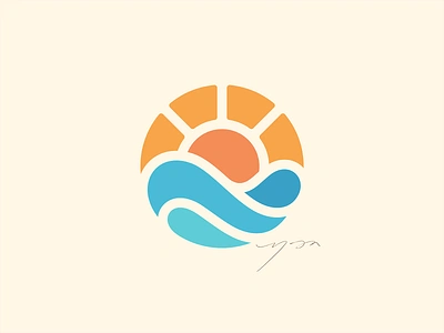 Sunset balance beach brand branding earth icon logo ocean organic outdoor peace simple sun sunset symbol tropical water wave yoga