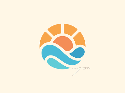 Sunset balance beach brand branding earth icon logo ocean organic outdoor peace simple sun sunset symbol tropical water wave yoga