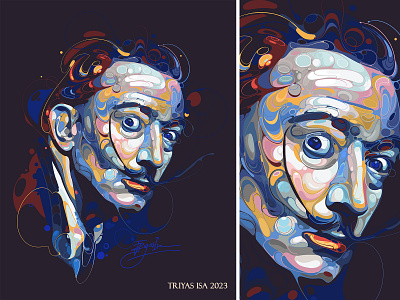 salvador dalí artist artstyle colorful design digital illustration digitalart drawing freehand illustration portrait portrait illustration portraiture unique