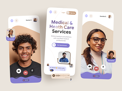 Online Medical Consultancy Mobile App app appointment clinic design doctor health care interface medical mobile online consultation service ui ux video call