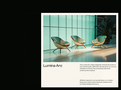 Lumina Arc Chairs Concept 3d chairs color design environment futuristic graphic design green illustration ineterior design light minimal poster