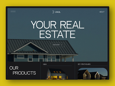 UVUL - Real Estate Hero bold creative dark landing property real estate ui ui landing uiux ux web design website