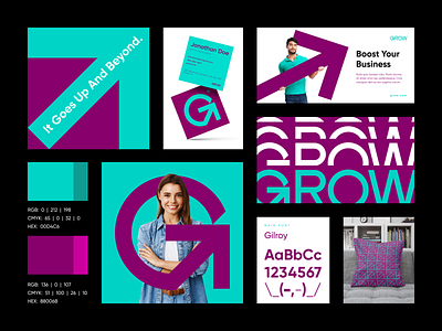 Visual Identity for Marketing Agency agency arrow blue boost business colors g grow identity marketing purple visual