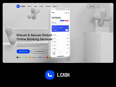 L.CASH - New Landing page 2.0 animation bitcoin blockchain btc crypto currency design home homepage index landing page minimal minimalist payment ui web website