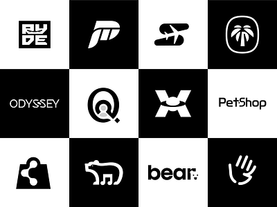 Negative space and double meaning logo collection vol.1 bag bear bike bolt branding collection concepts dog double meaning hand logo negative space p letter palm plane planet roxana niculescu s letter wordmark x letter