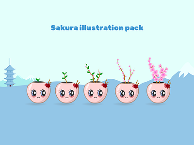 illustration pack branding cute design game graphic design illustration illustration pack japan logo musical pack pink plant sakura ui uiux ux vector