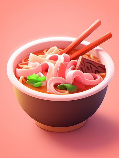 3D clay icon of Beef noodles dall e