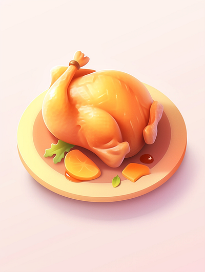 Nice 3D clay icon of roast chicken dall e