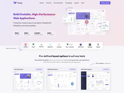 Vuexy - All In One Bundle admin admin template analytics bundle card chart components crm dashboard django ecommerce free html landing page laravel nextjs react uikit vuejs widgets