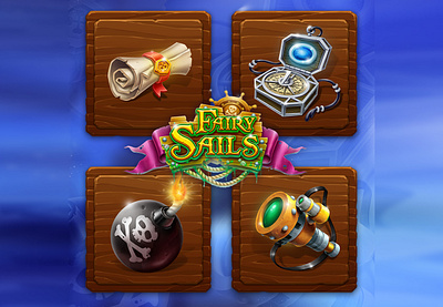 Pirate stuff - symbols 2d art bomb casino casual compass design digital gambling game illustration logo pipe pirate scroll slot ui