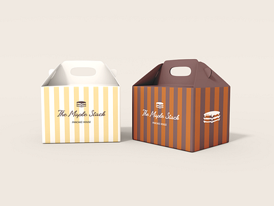 The Maple Stack - Branding brand branding design logo maple packaging pancakes retro stripes sweets take away box vintae visual identity yellow