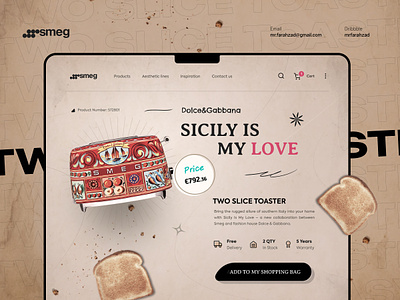 Smeg-Product Page 🔥 design e commerce header landing landing page shop smeg toaster trend ui uidesign uiux web website