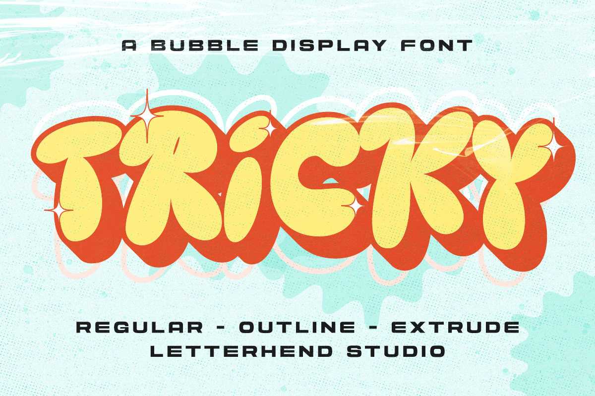 Tricky - Bubble Display Font branding freebies