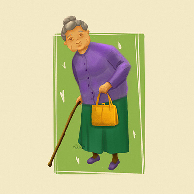 Character granny bookcharacter brandcharacter character characterdesign charactergrandmother childrenillustration elderlycharacter