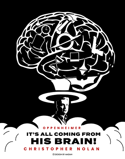 Christopher Nolan's Brain X Oppenheimer art christophernolen cinema graphic design hollywood illustration madansingh minimal movie movieposter nolen oppenheimer poster