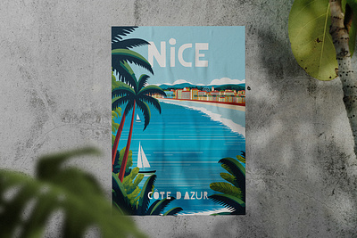 Nice Côte d'Azur côte dazur france french riviera illustration nice pao poster print