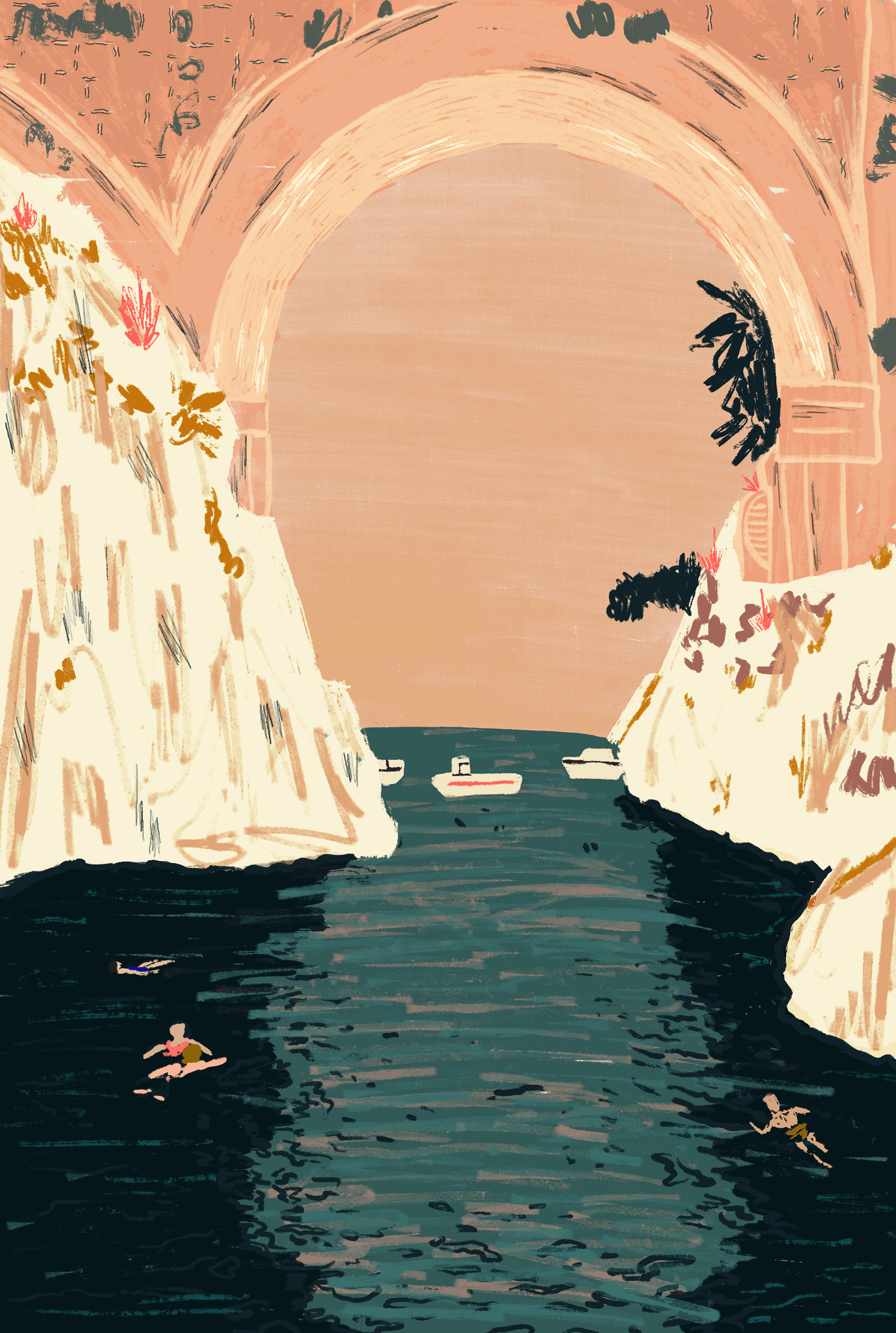 Fiordo di Furore animation artwork frame by frame illustration italy postcard procreate summer texture