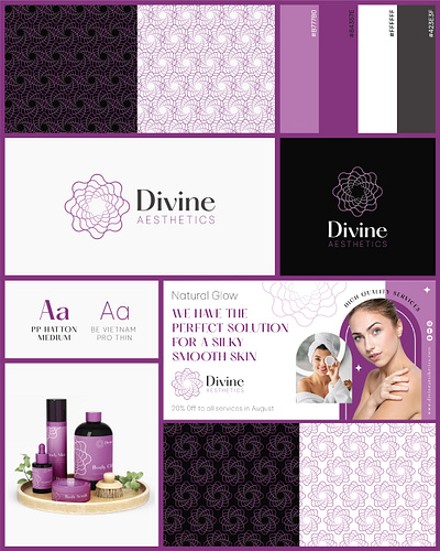 Divine Aesthetics - Aesthetics medicine - Brand identity board brand identity branding graphic design logo logo design packaging design pattern