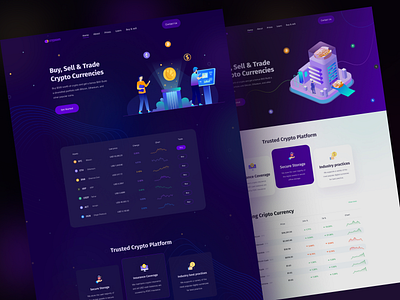 Crypto Currency Landing Page bitcoin coin crypto crypto currency currency digital digital money exchange finance landing page money ui user interface web design