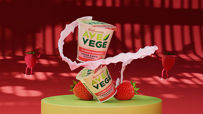 Bakoma | Ave Vege advert after effects animation ave vege bakoma blender fruits green jogurt milk motion design red strawberries vege