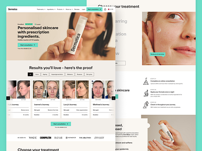 Dermatica - Homepage clean dtc ecommerce homepage skincare subscription ui ux