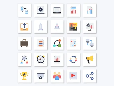 Creative Project Flat Icon advertisement icon analytics icon business bag clock icon data sharing download icon icon laptop icon play icon ranking icon reward icon server icon sharing icon