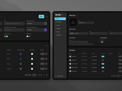 Base - Web App clean dark dark mode dashboard design form modern product product design table ui ui ux user experience user interface ux web app web application design