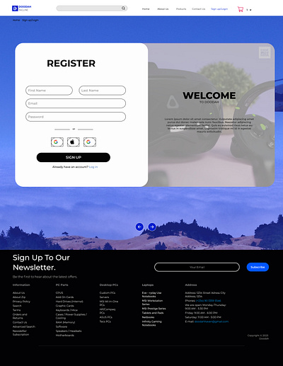 Ecommerce | Sign up page branding graphic design