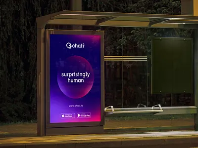Chati - Visual Identity ai artificial intelligence brand identity branding chatbot clean design face gradient graphic design grid human illustration logo minimal purple robot shadows tech technology